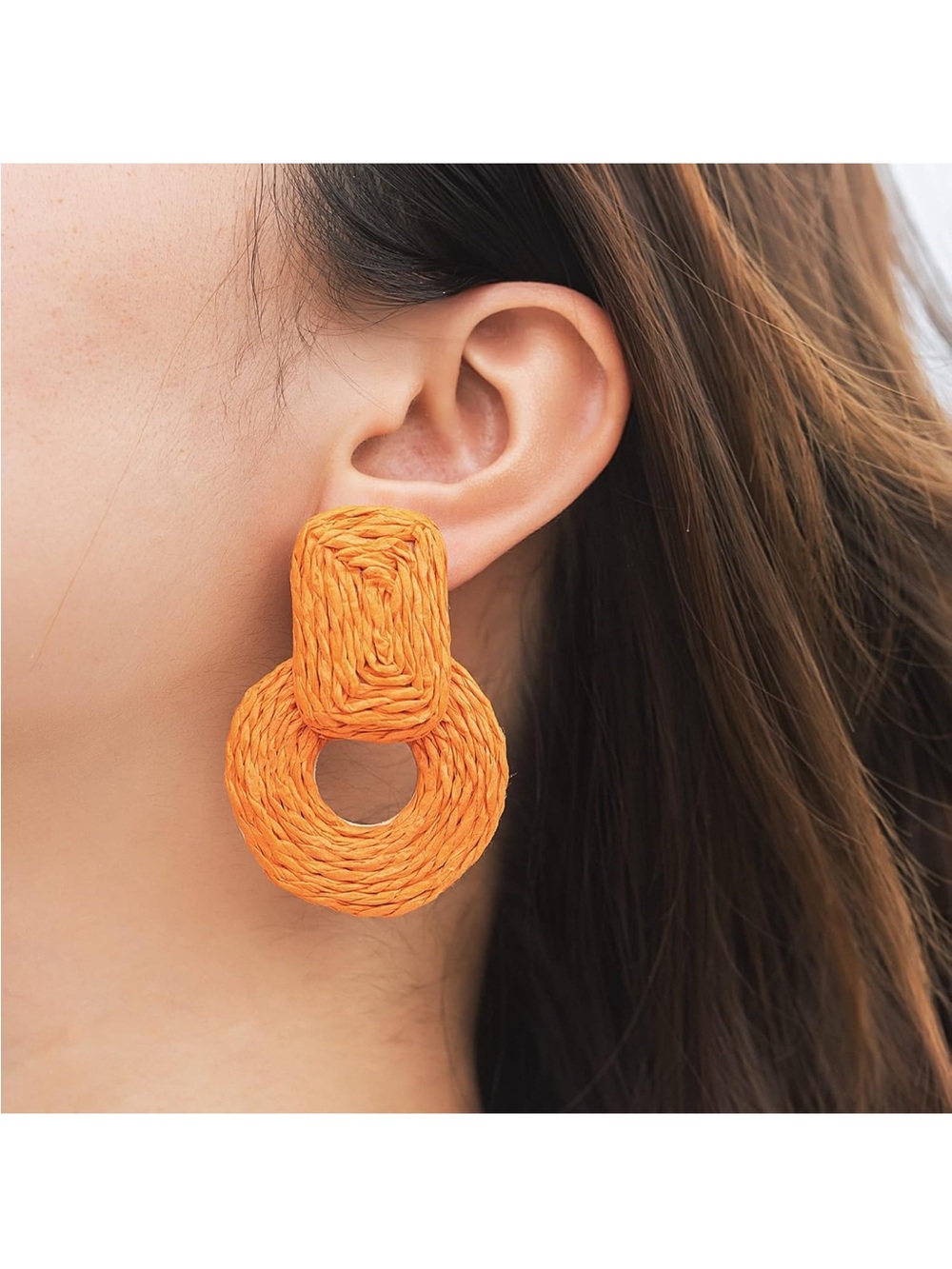 Tropical Orange Woven Drop Earrings